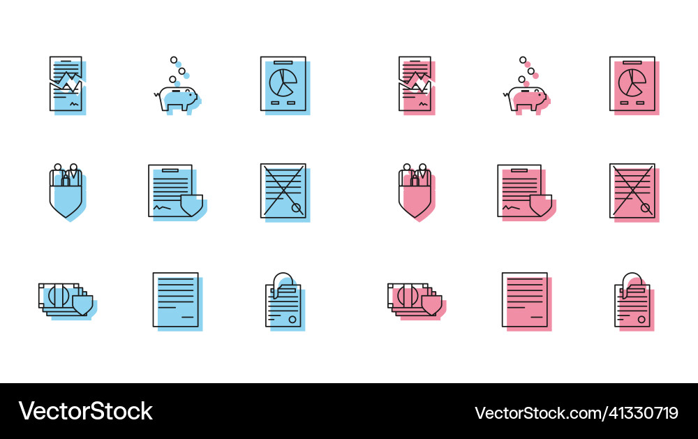 Set line money with shield document torn Vector Image