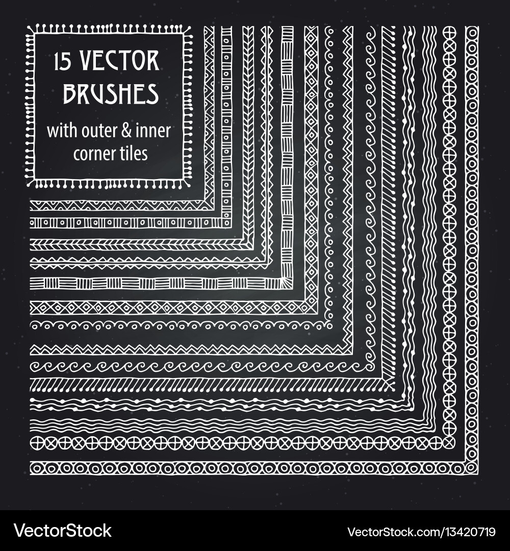 Set of brushes with outer and inner corner Vector Image