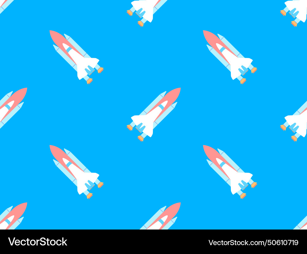 Spaceships seamless pattern orbital launch Spaceships seamless pattern orbital launch vector image