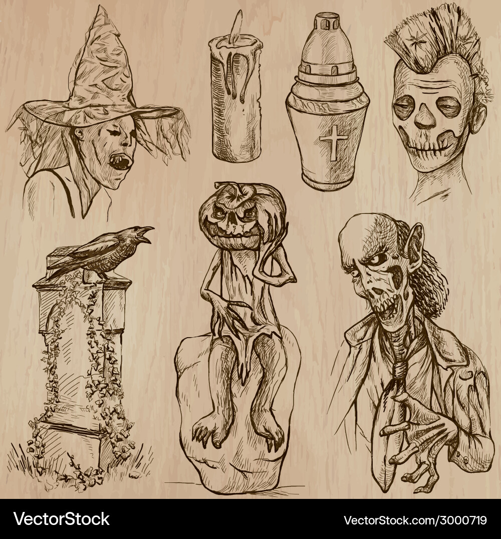 Spooky Halloween Monster Kollektion Vektorbild
