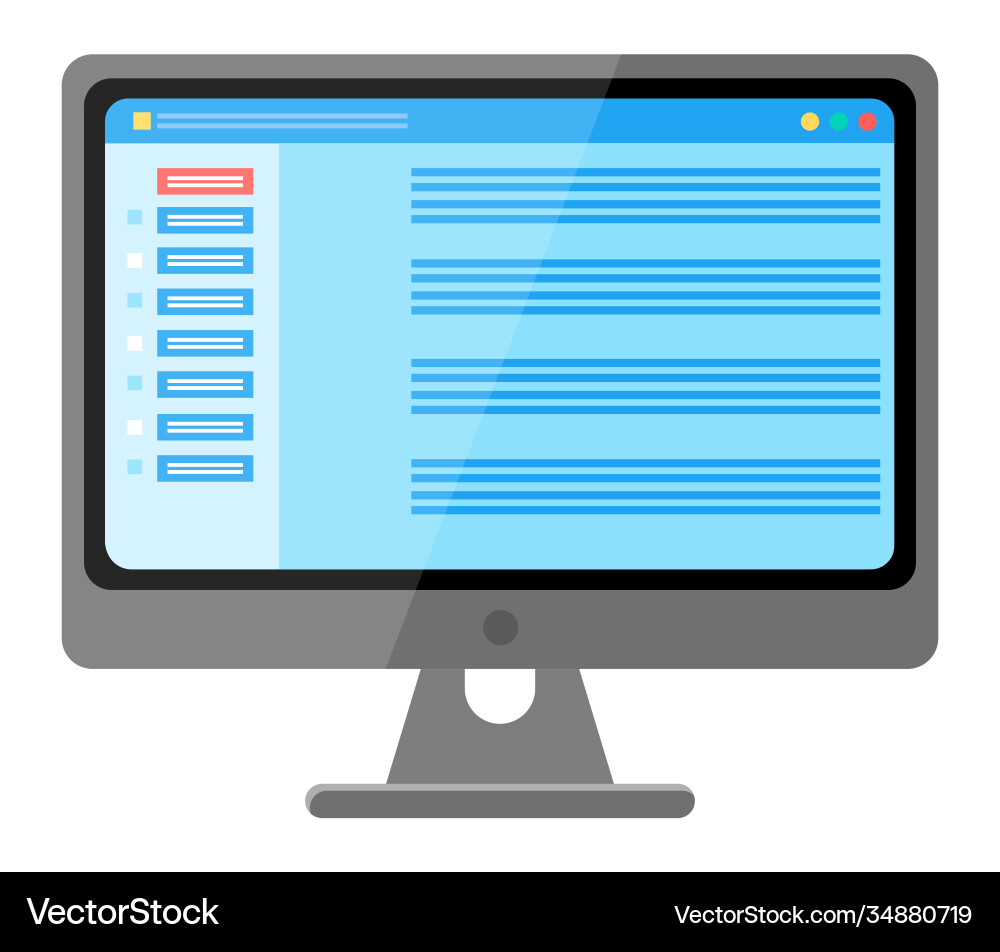 Table software computer screen with financial Table software computer screen with financial vector image