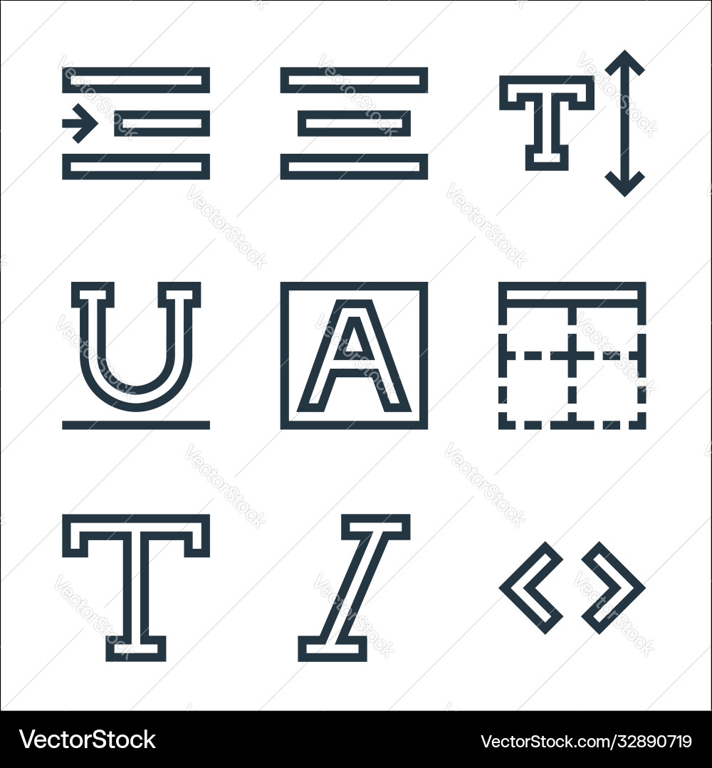 Text editor line icons linear set quality Text editor line icons linear set quality vector image
