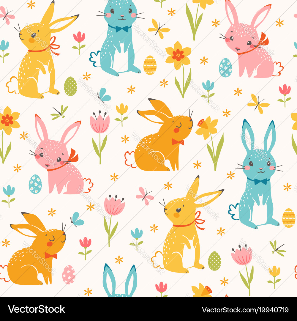 Whimsical Easter Rabbit Pattern vector image