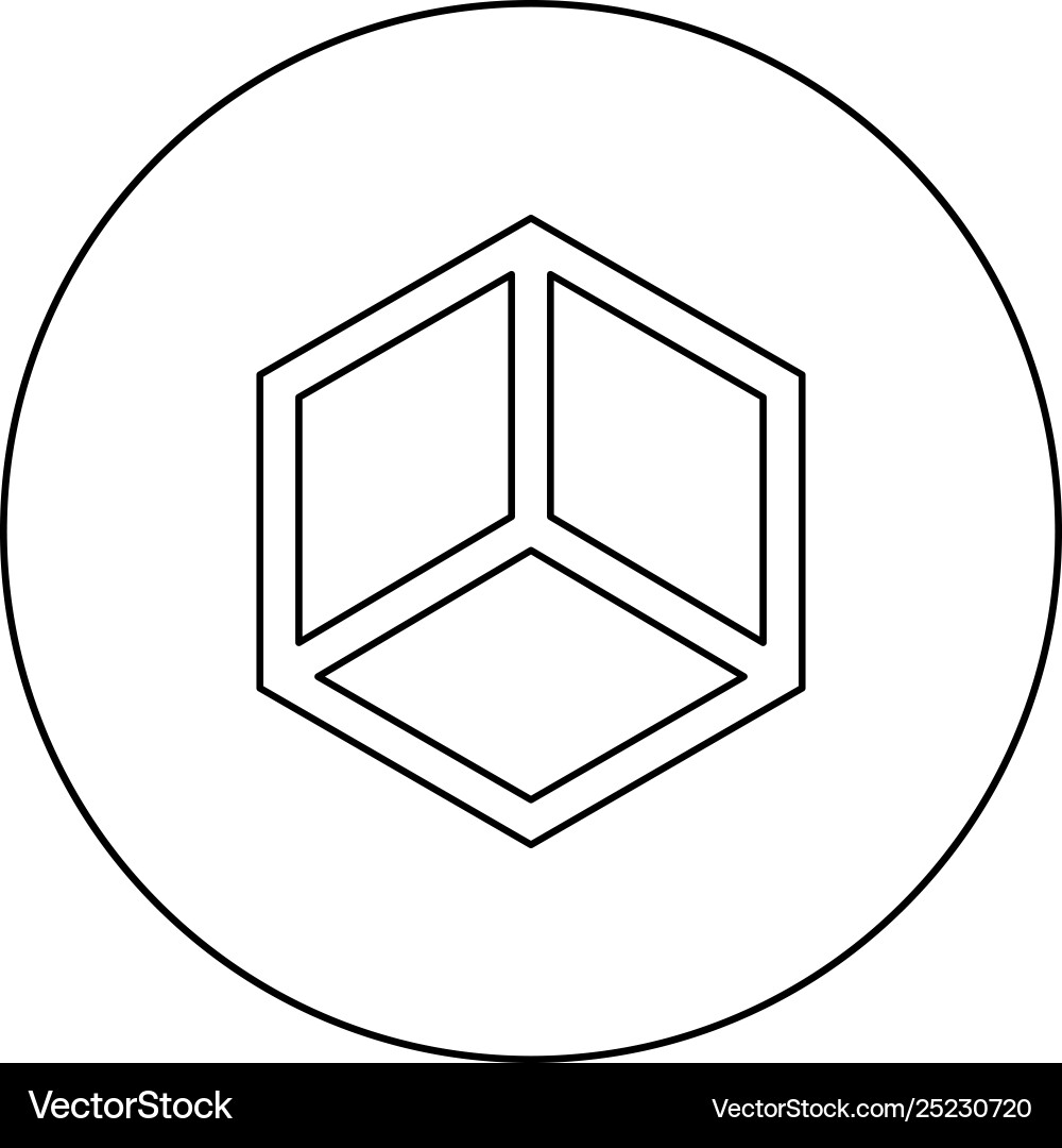 Abstract cube shape hexagon box icon in circle Abstract cube shape hexagon box icon in circle vector image