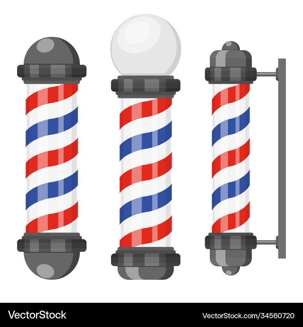 Barber shop poles with stripes isolated on white Barber shop poles with stripes isolated on white vector image