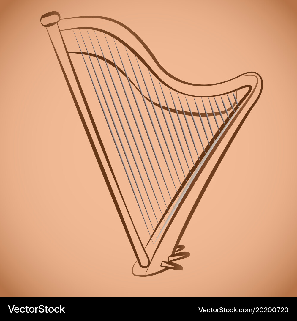 Classical harp antique string instrument Vector Image
