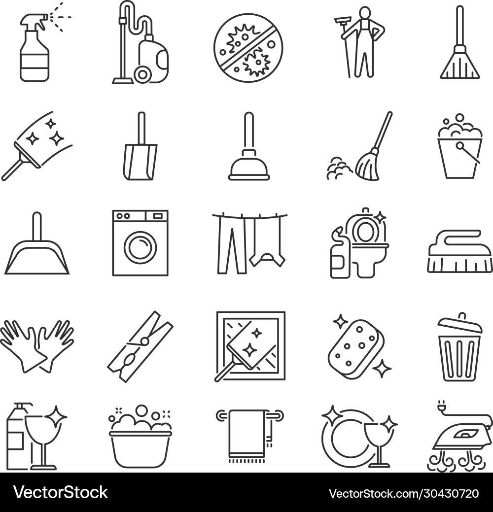 Cleaning service outline clean symbols Cleaning service outline clean symbols vector image
