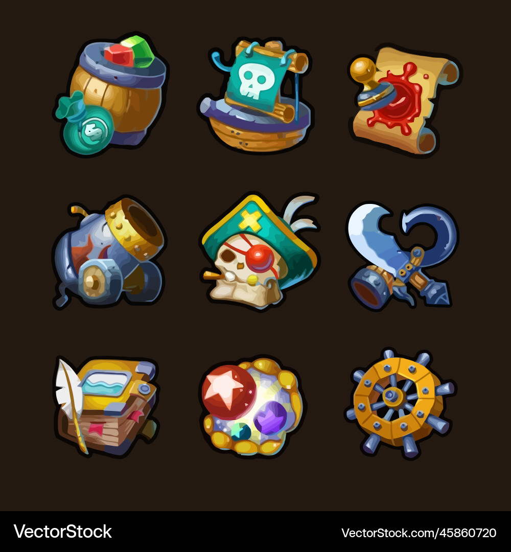 Complete set of level button game ui pop-up icon Vector Image