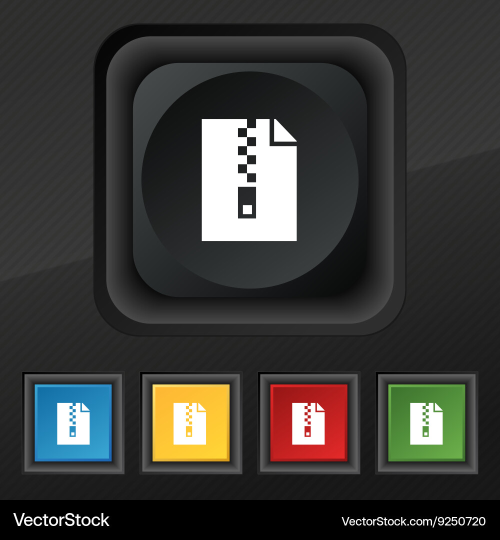 Computer zip folder archive icon symbol set vector image