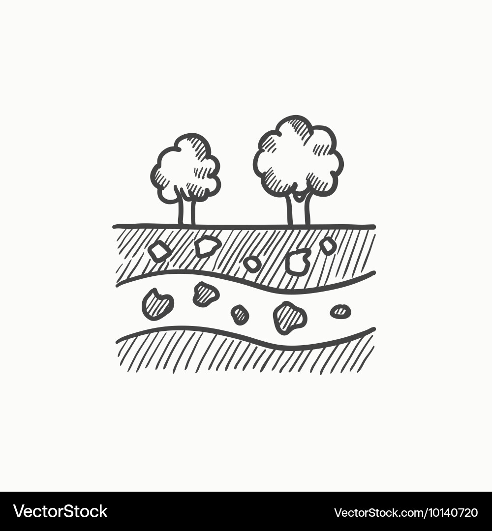Cut of soil with different layers sketch icon Vector Image