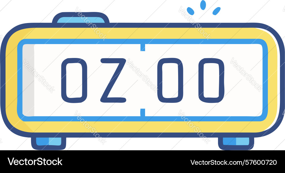 Digital clock 0z00 display for time and settings vector image