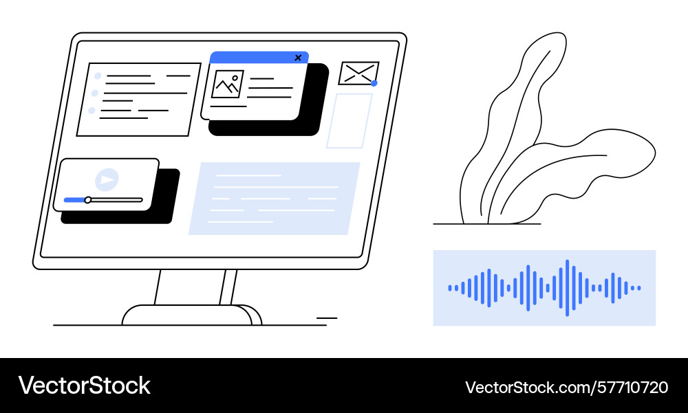 Digital interface with audio visualization Digital interface with audio visualization vector image