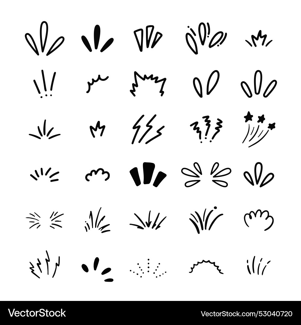 Doodle pop shine line elements bursting Vector Image