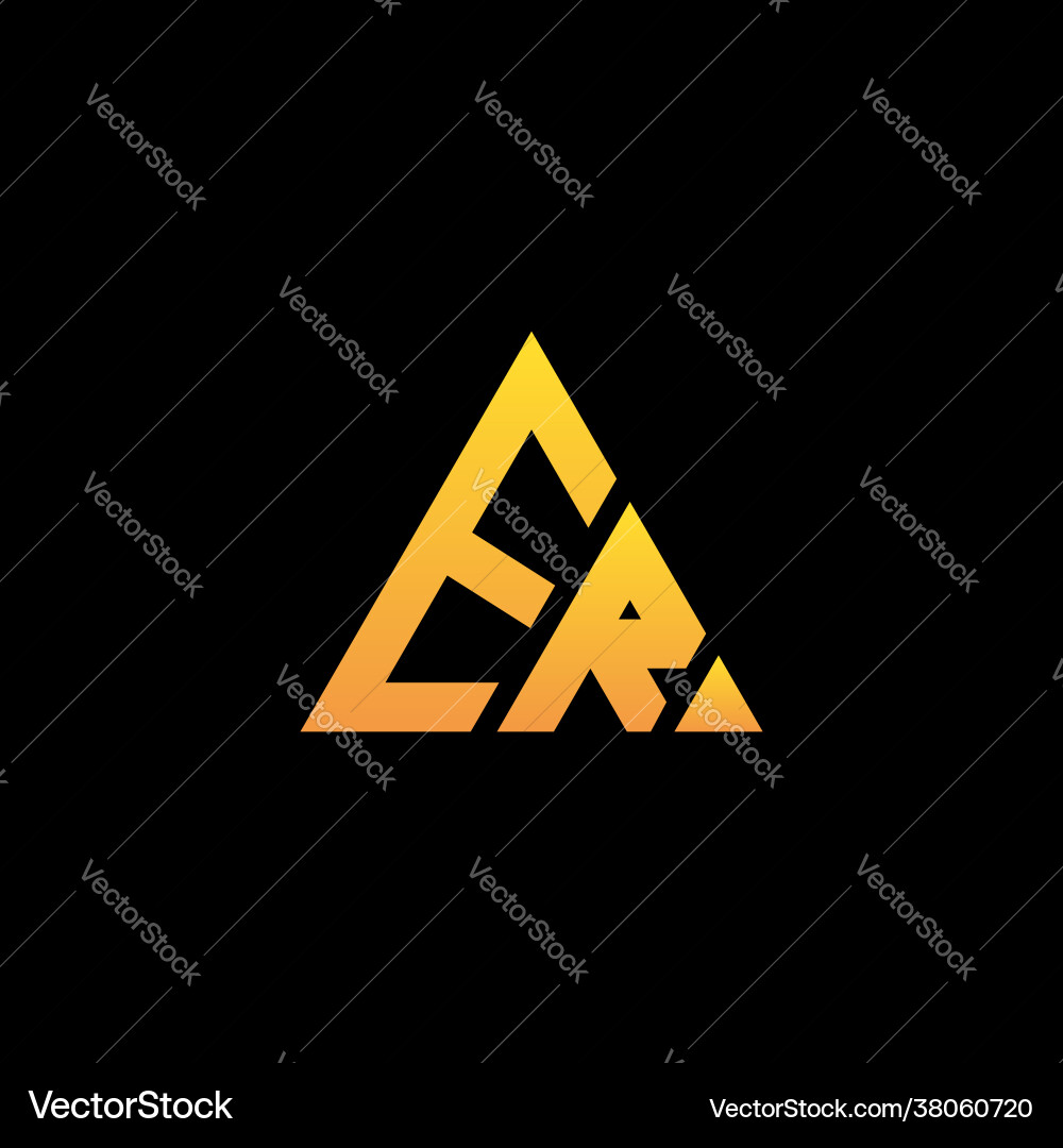 E r monogram initial logo with a yellow triangle E r monogram initial logo with a yellow triangle vector image