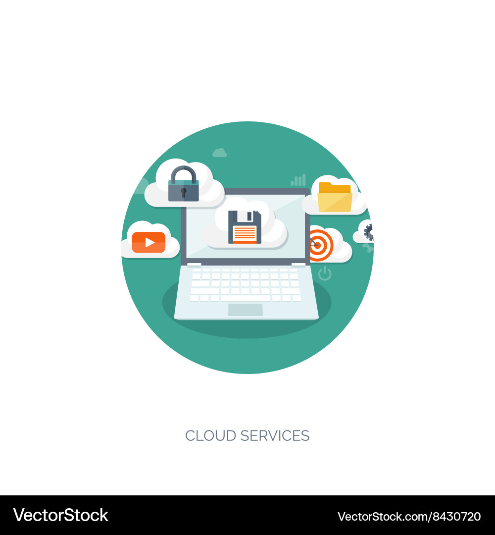 Flat cloud computing vector image