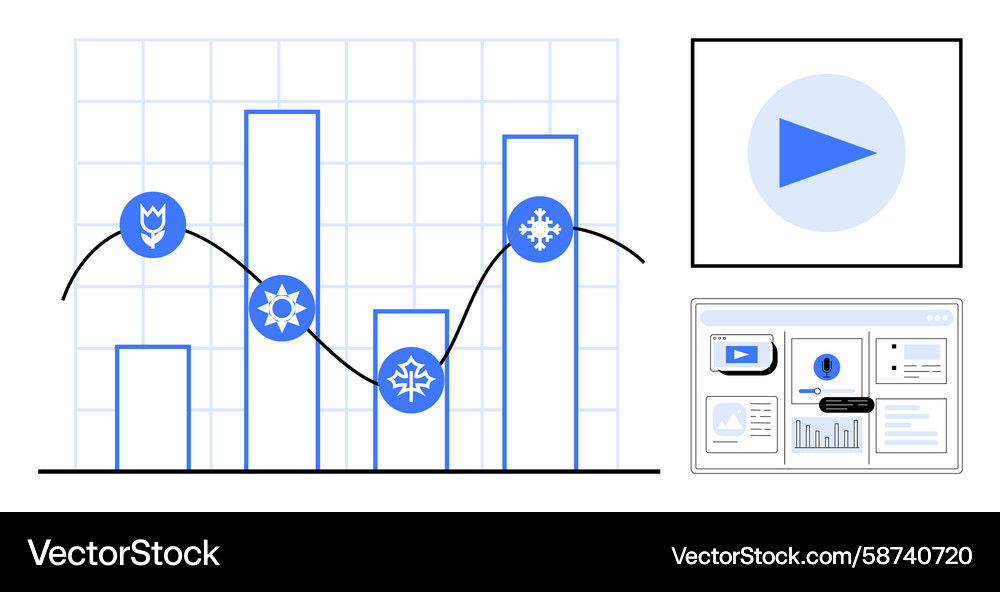 Interactive data graphics with seasonal patterns Vector Image