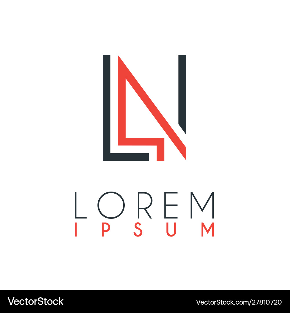 Logo between letter l and n or ln Logo between letter l and n or ln vector image