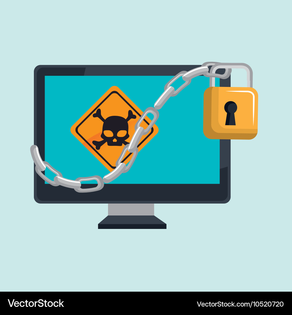 Man computer padlock vector image