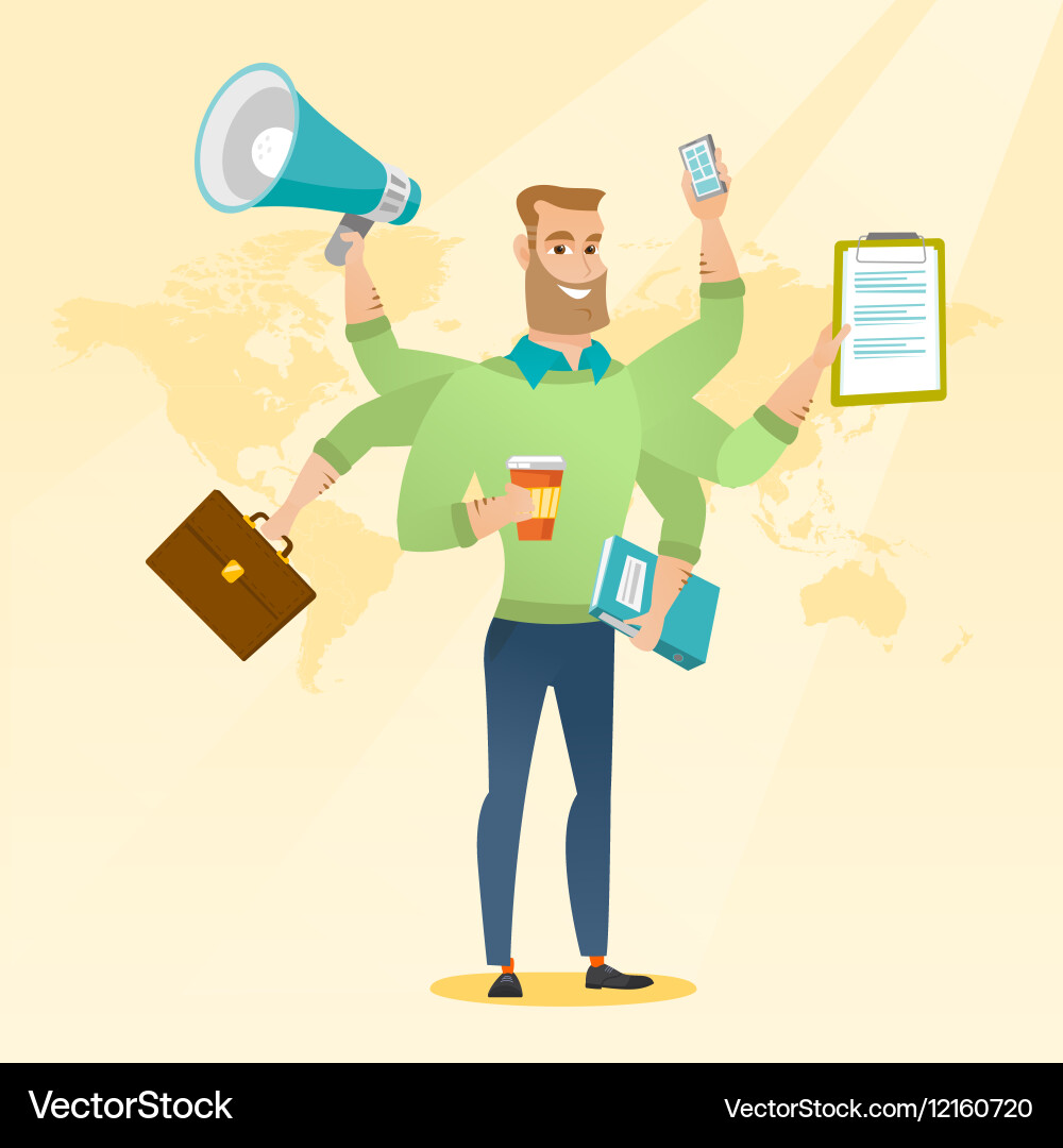 Man coping with multitasking vector image