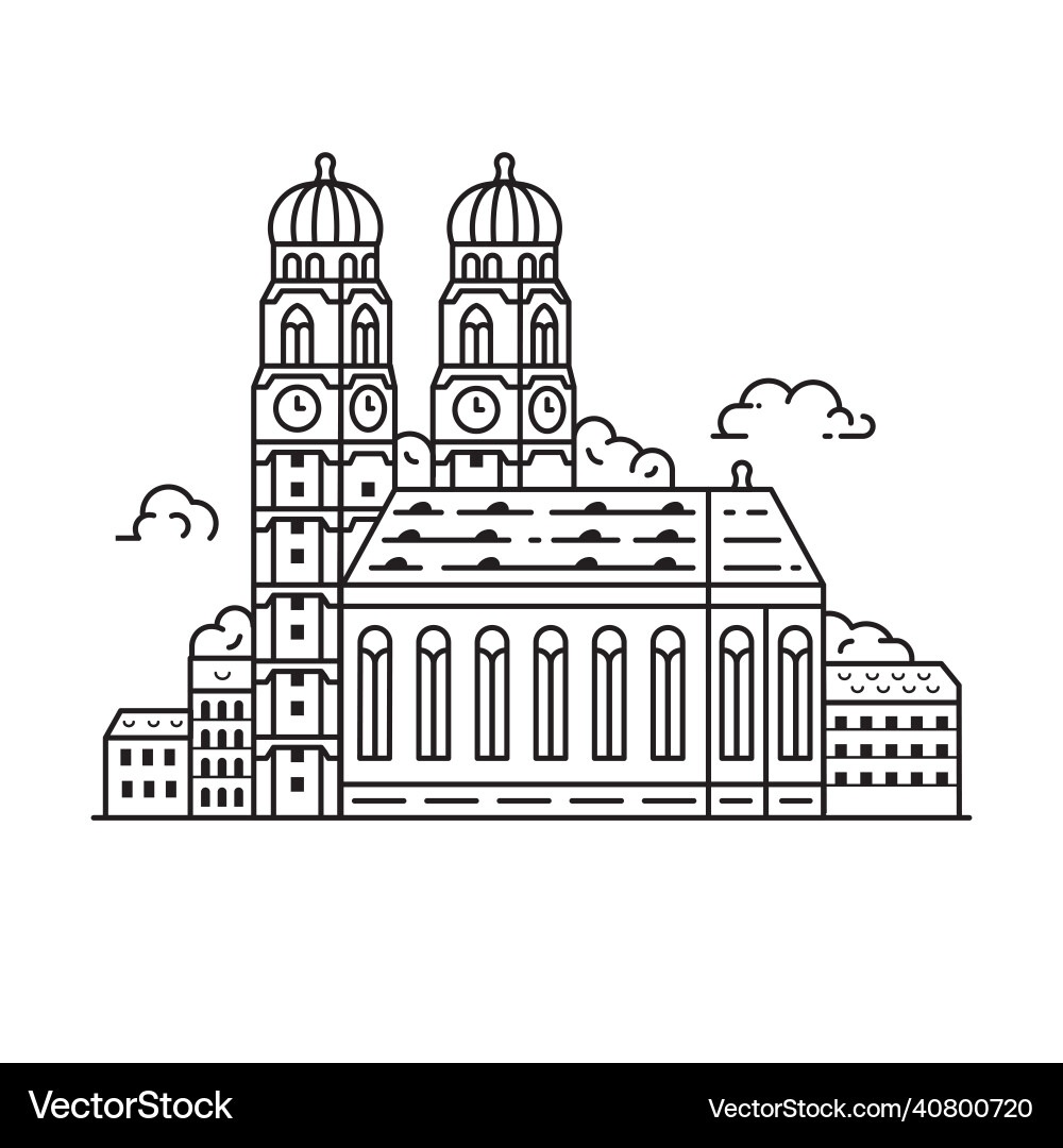 Münchener Domfrauenkirche Szene in Linienkunst Münchener Domfrauenkirche Szene in Linienkunst vektorbild