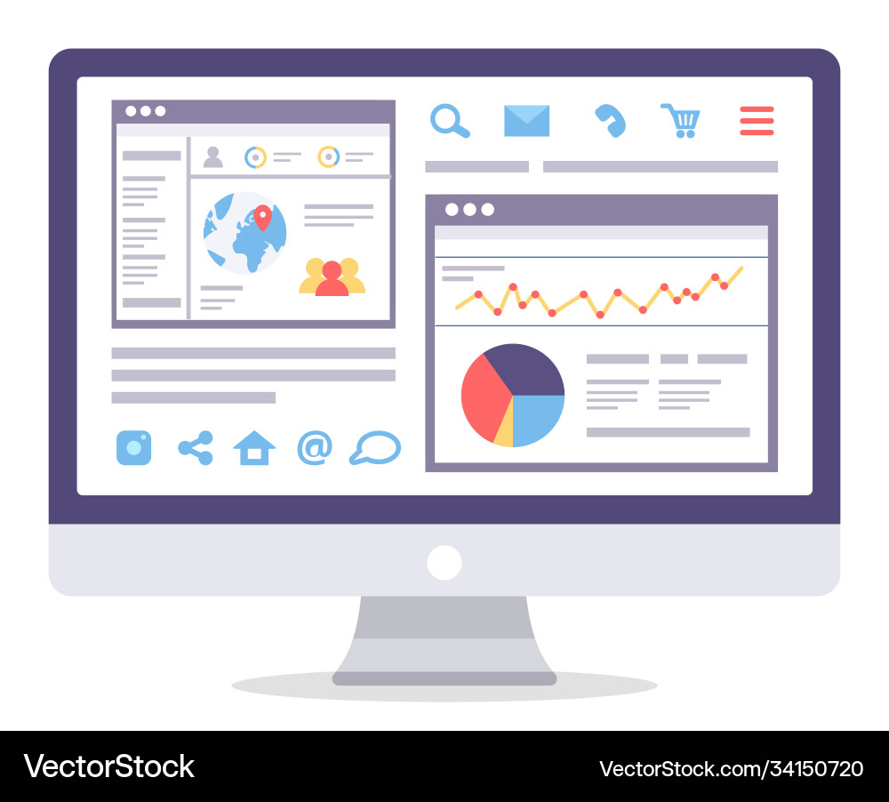 Pc device with business building website Pc device with business building website vector image