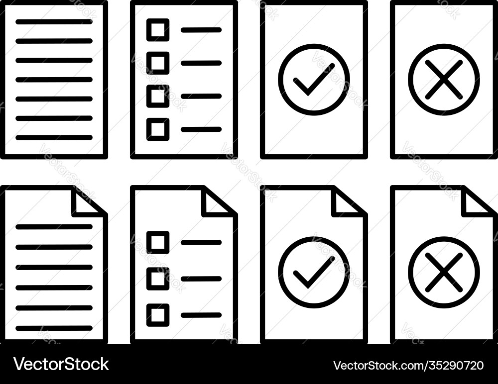 Set basic report paper or document icon vector image