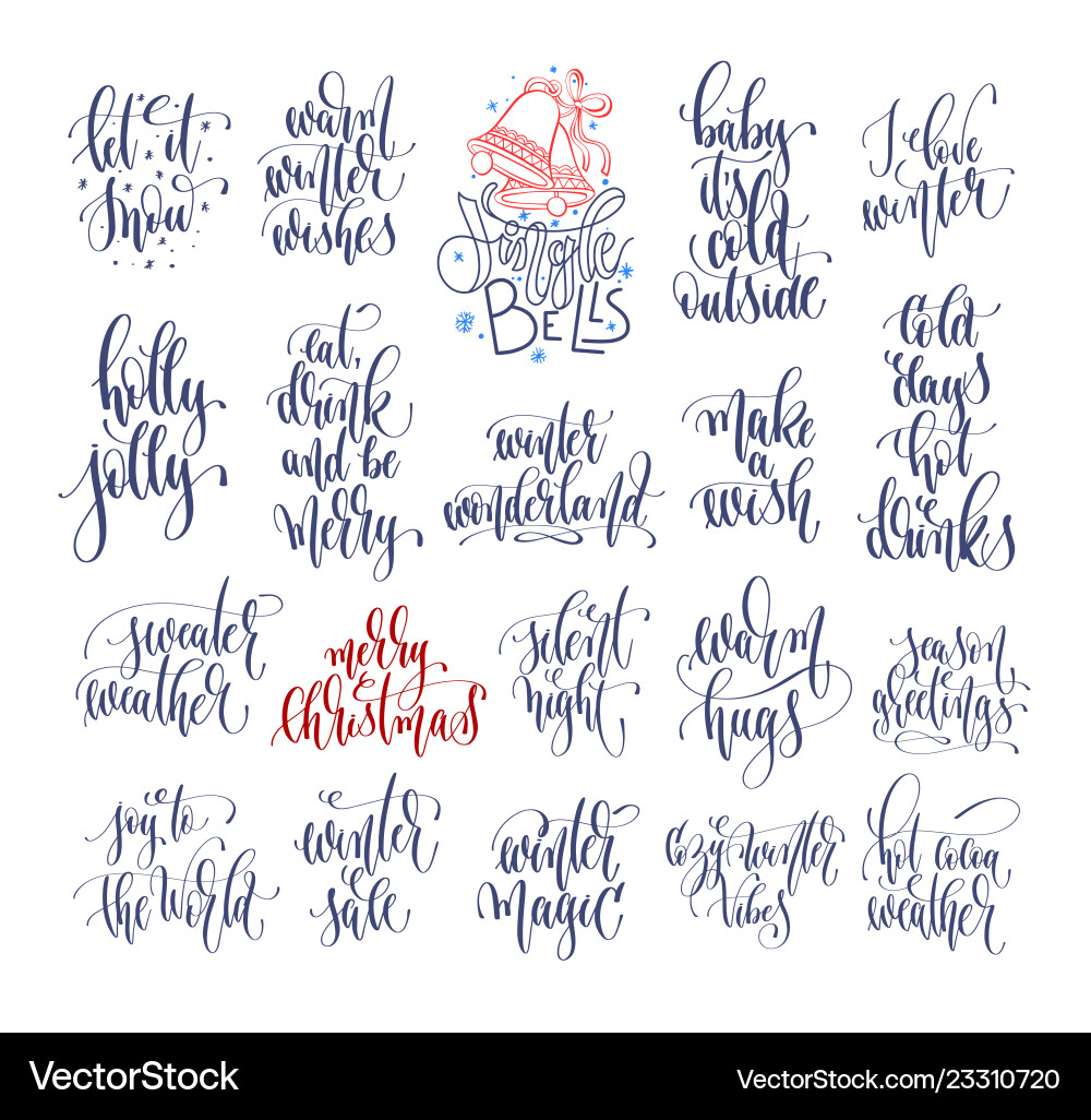 Set of 20 hand lettering inscription text Set of 20 hand lettering inscription text vector image