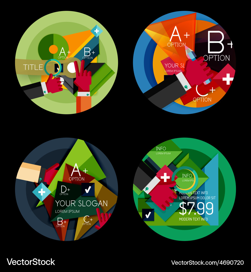 Set of option presentation labels flat design web Vector Image