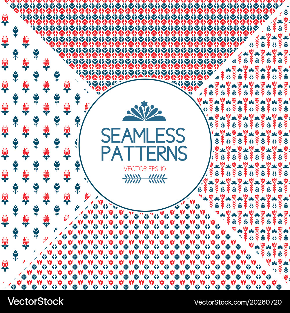 Set of seamless pattern graphic elements vector image