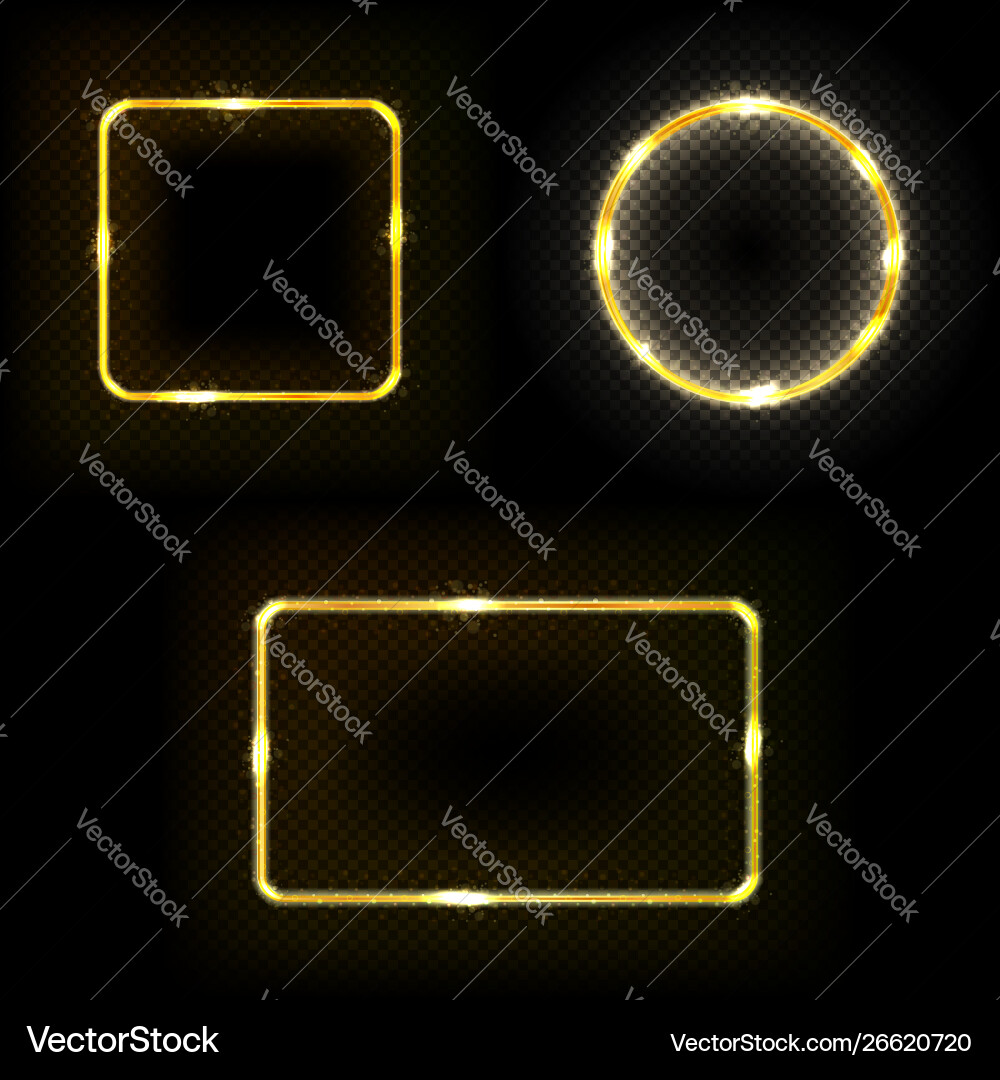 Set square circle frame with lights effects vector image