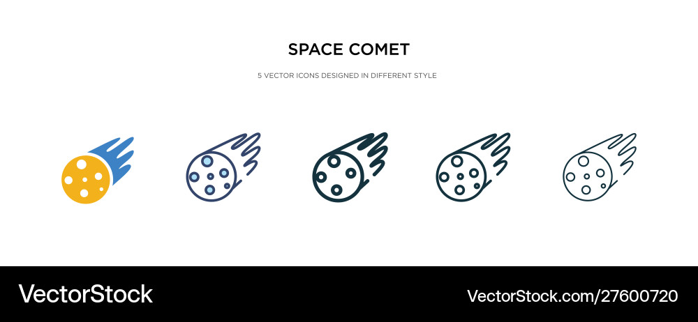 Space comet icon in different style two colored Space comet icon in different style two colored Vector Image