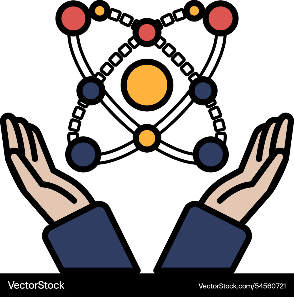 A hand holding sphere with string attached A hand holding sphere with string attached Vector Image