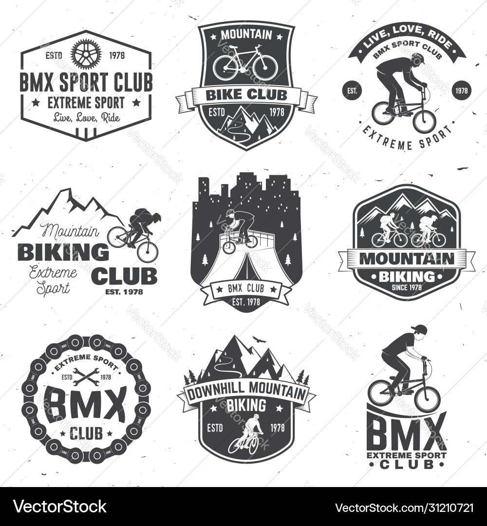 BMX & MTB Extreme Sport Badges Vector Image