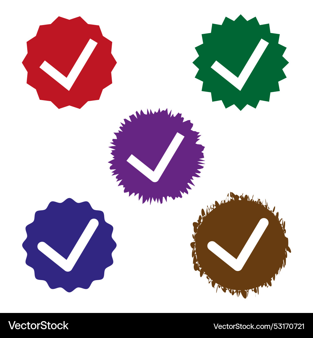 Colorful check marks various shapes simple icons Colorful check marks various shapes simple icons vector image