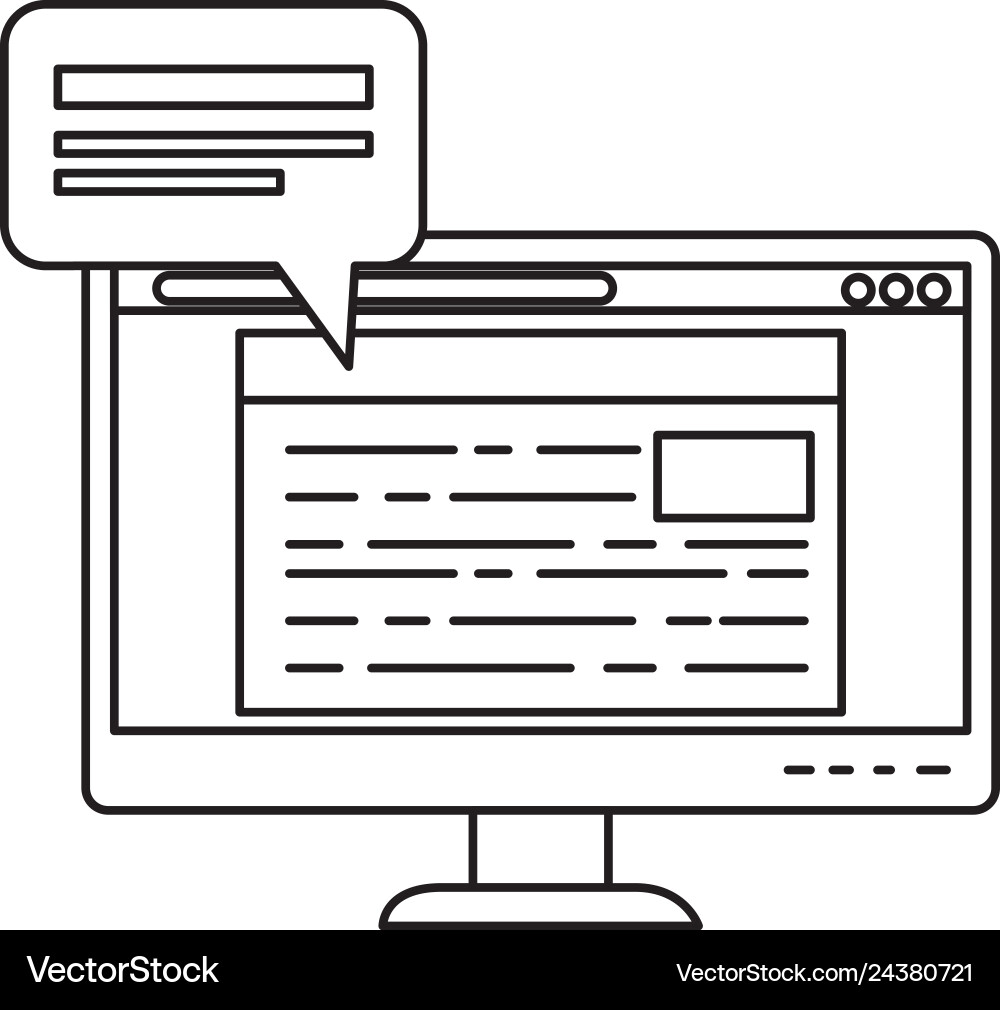 Computer desktop with speech bubble vector image