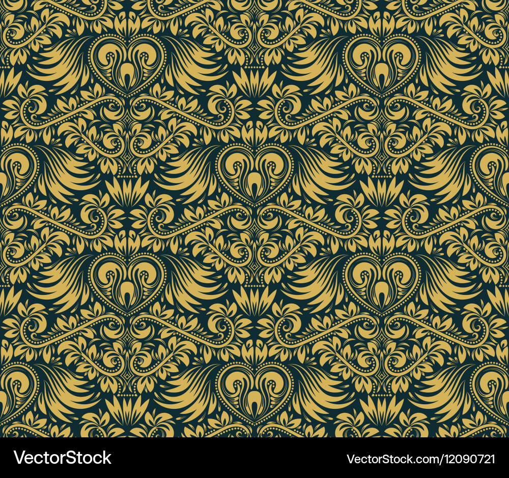 Damask seamless pattern repeating background vector image