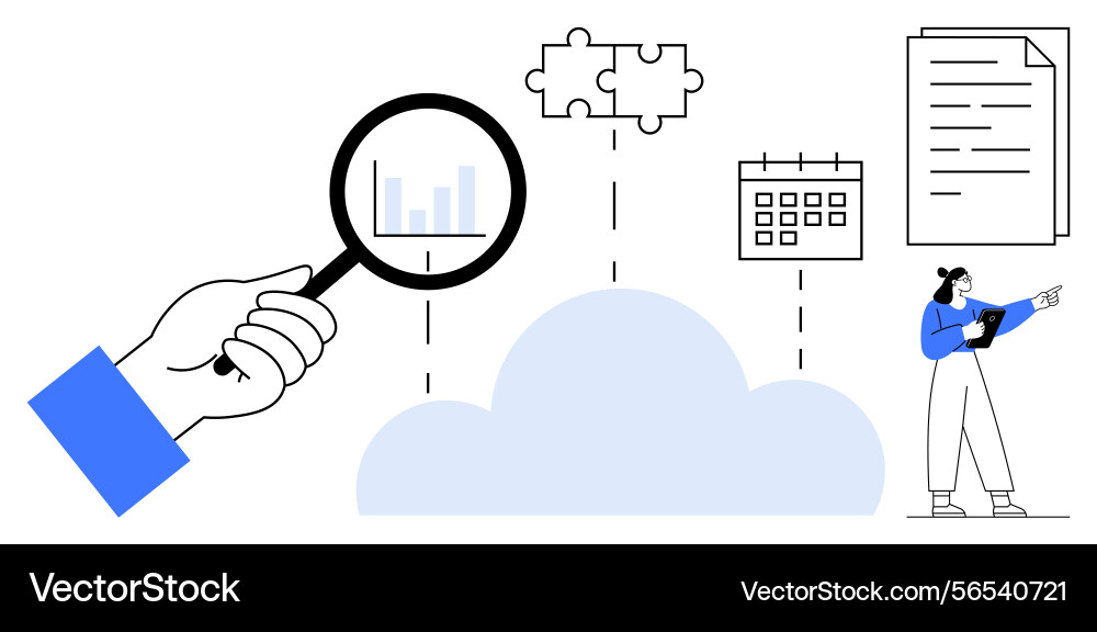 Data analysis and cloud integration concept vector image