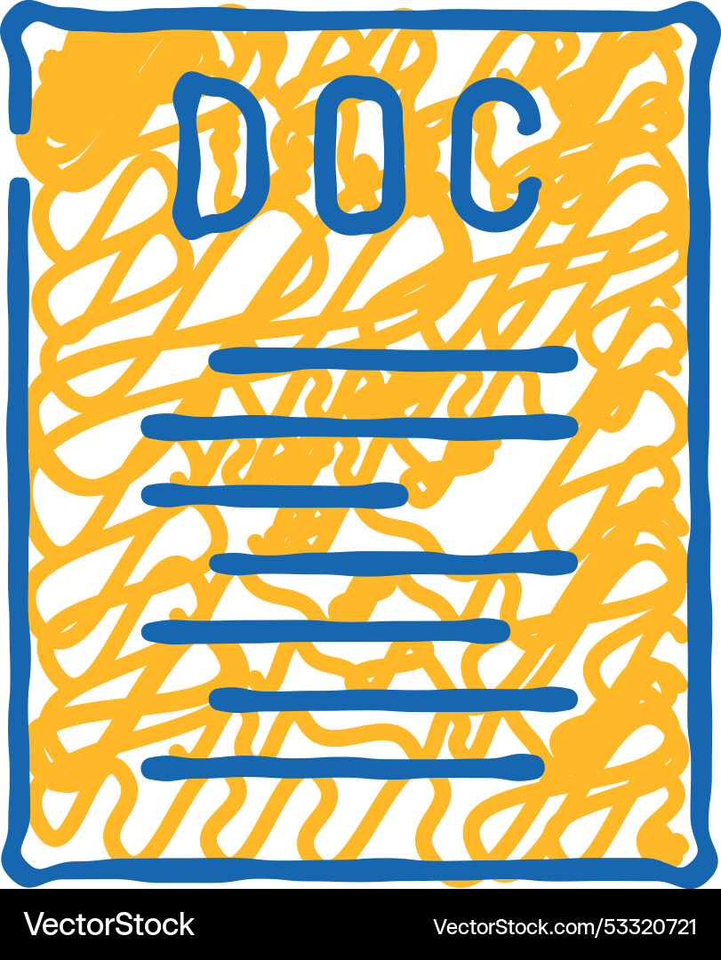 Doc file format document icon doodle Doc file format document icon doodle vector image