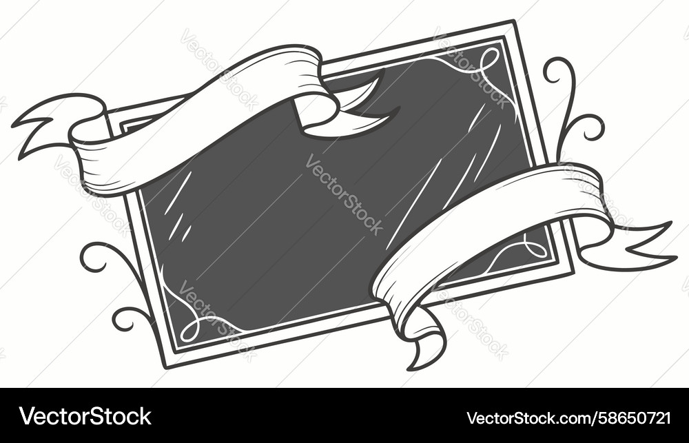 Elegant blank banner frame with scrollwork design Vector Image