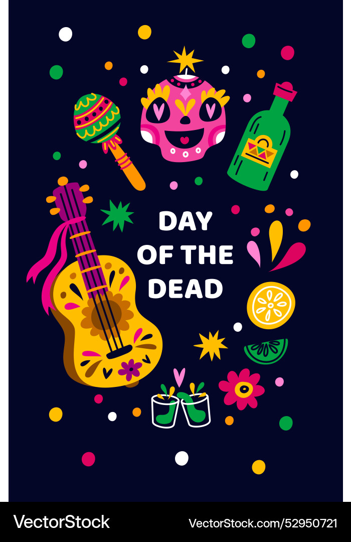 Mexican holiday death party poster day of dead Mexican holiday death party poster day of dead vector image
