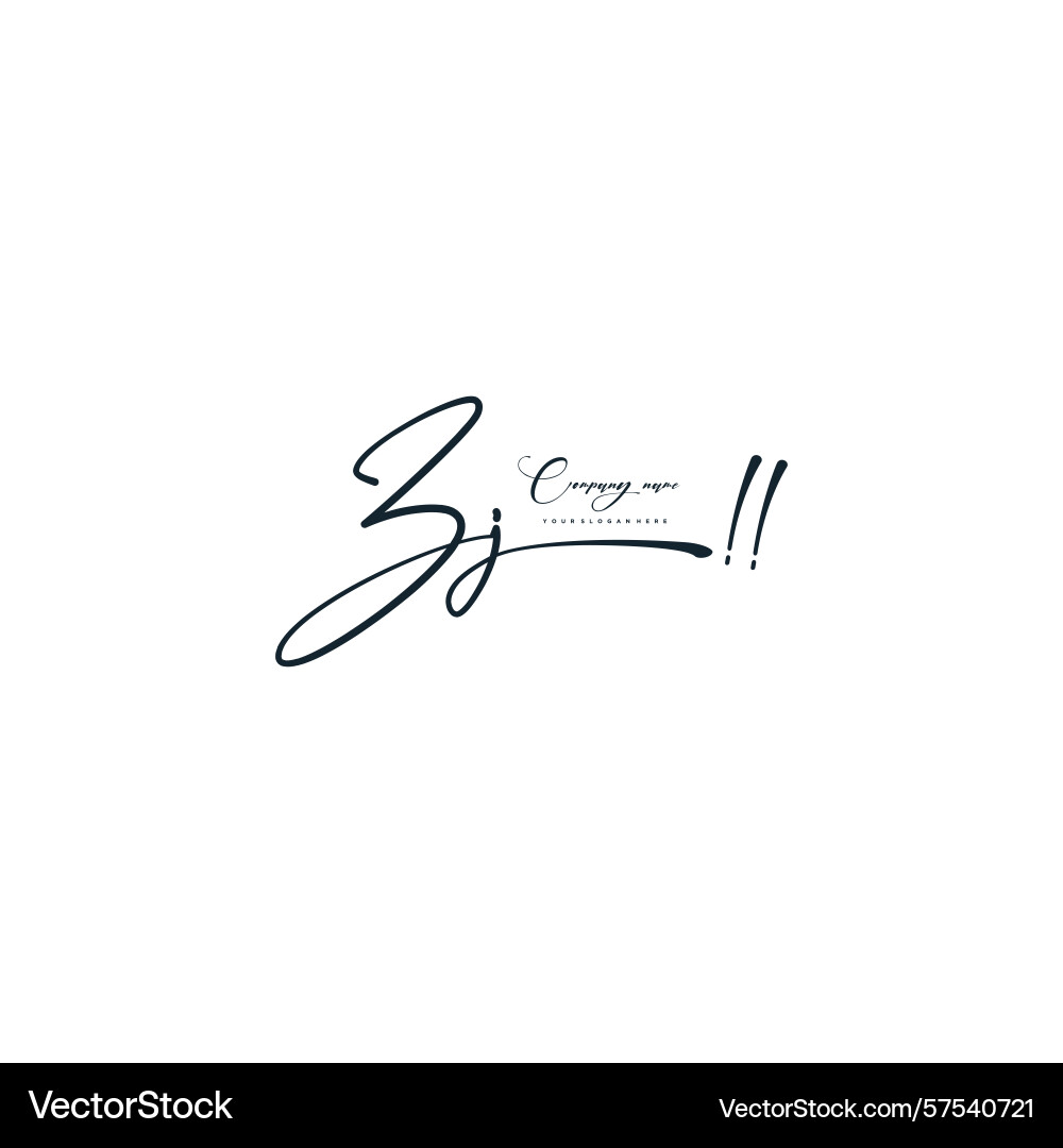 Minimal signature logo design with zj initials Vector Image