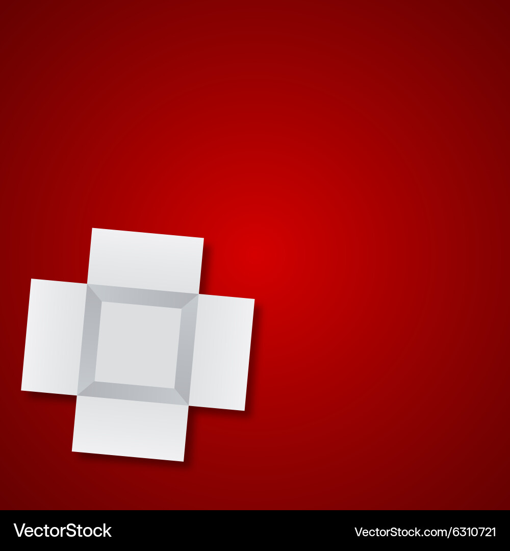 Modern open box on red background vector image