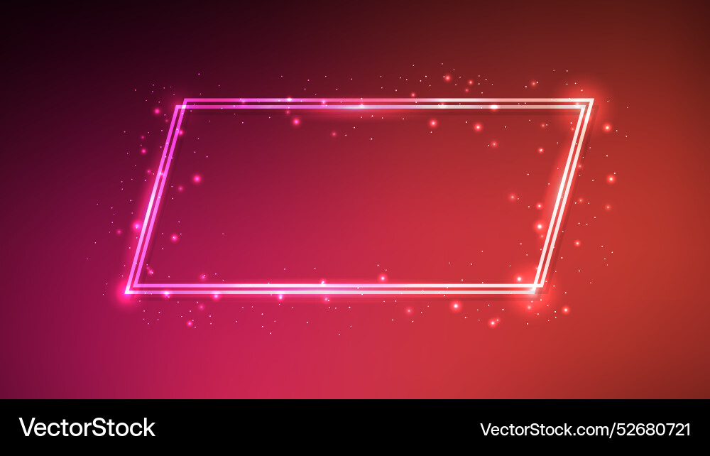 Neon double quadrangle frame with shining effects Vector Image