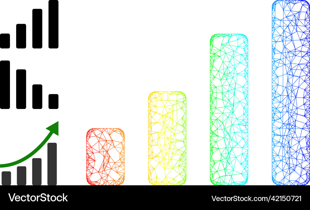 Rainbow gradient irregular mesh bar chart icon Rainbow gradient irregular mesh bar chart icon vector image