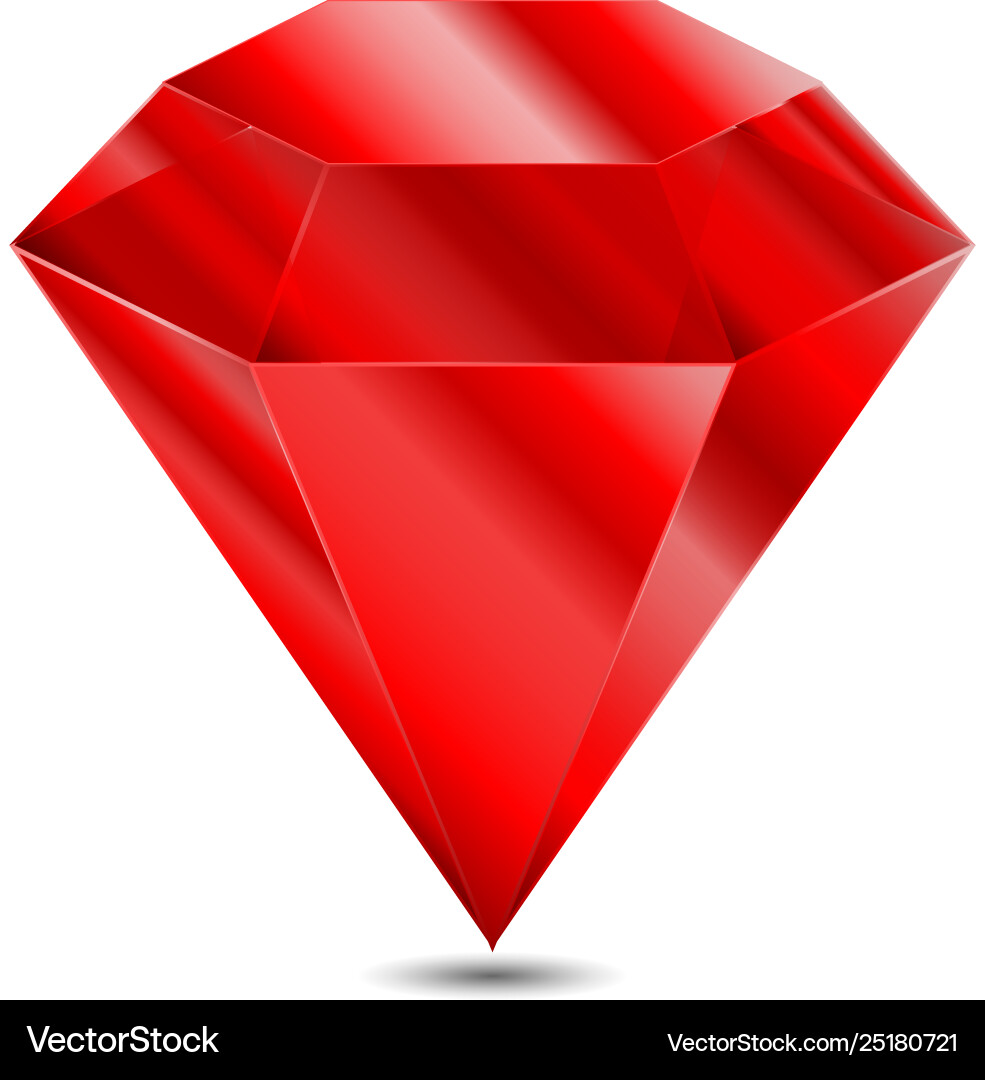 Realistic red ruby isolated on white background Vector Image