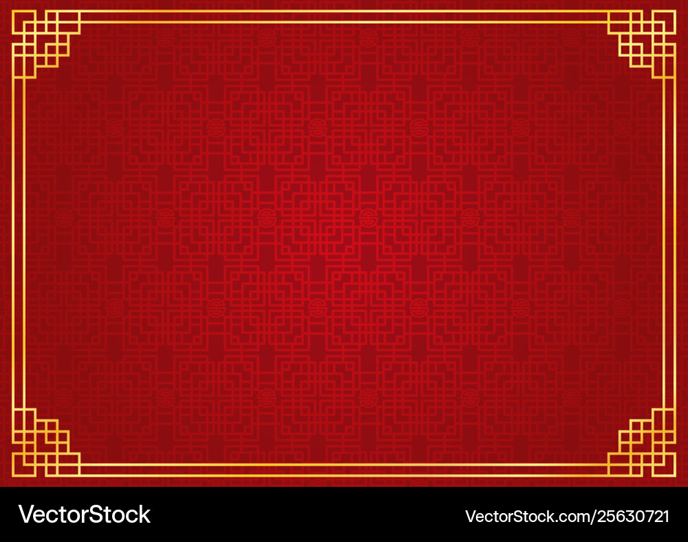 Red chinese square and circle abstract background vector image