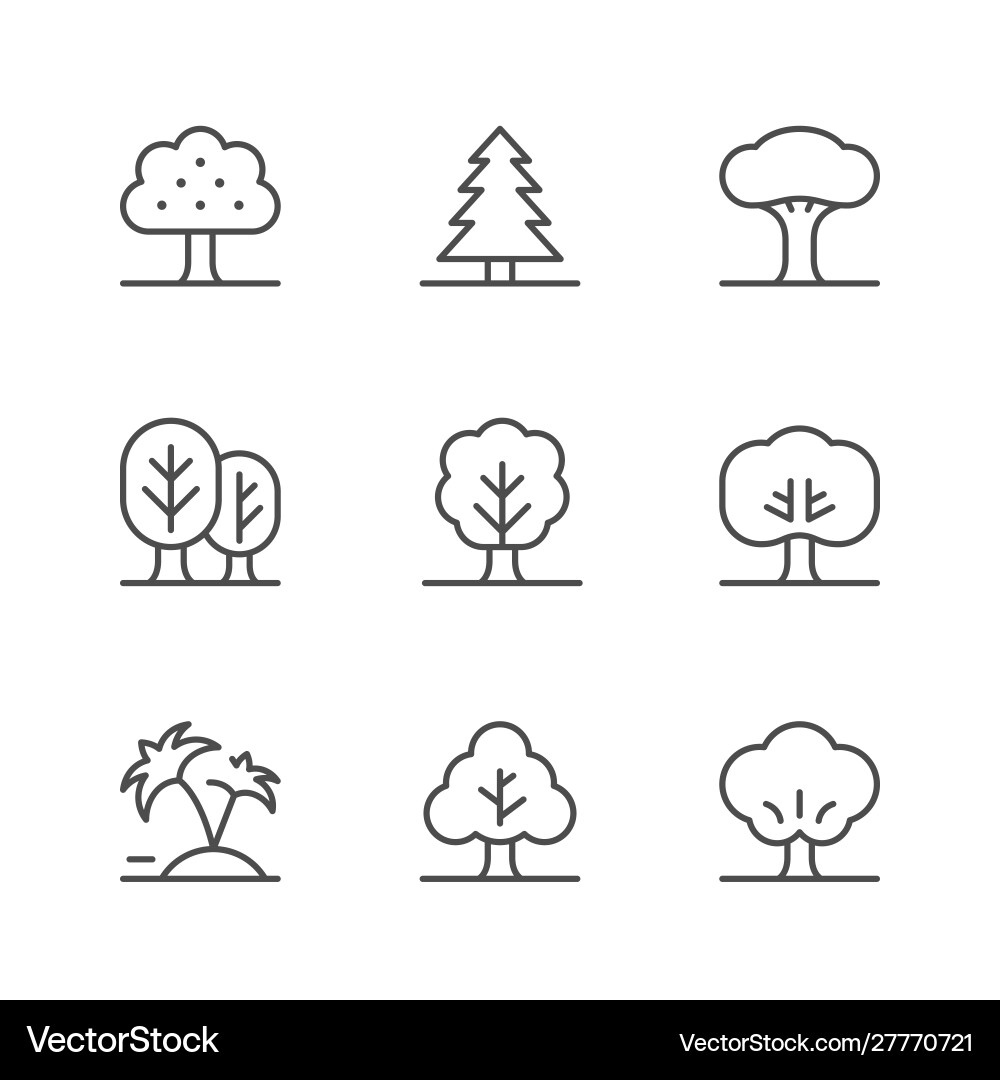 Set line icons tree Set line icons tree vector image
