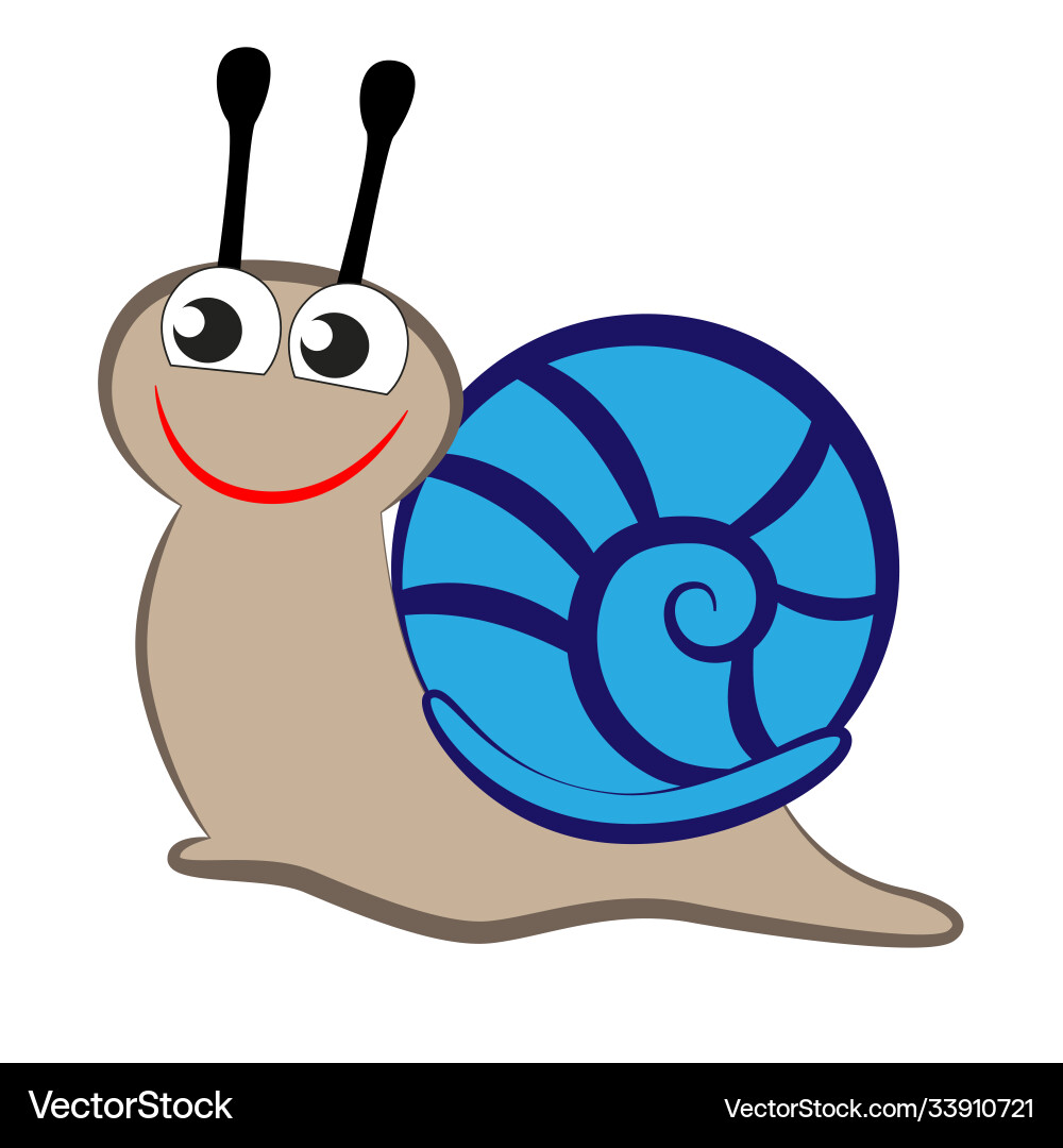 Smiling cartoon snail with a shell on its back Vector Image