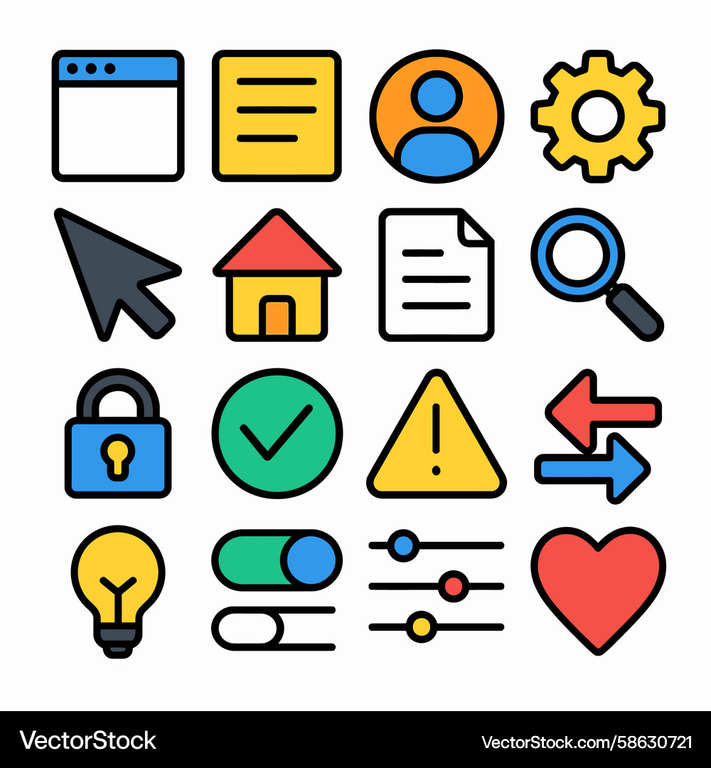 UI Icon Set - Digital Interface Vector Image