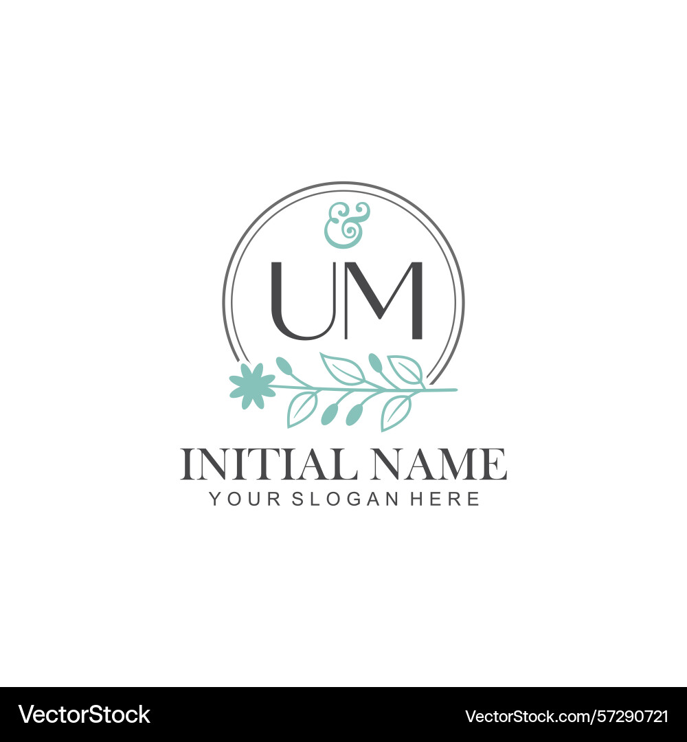Um initial logo templates with botanical elements Vector Image